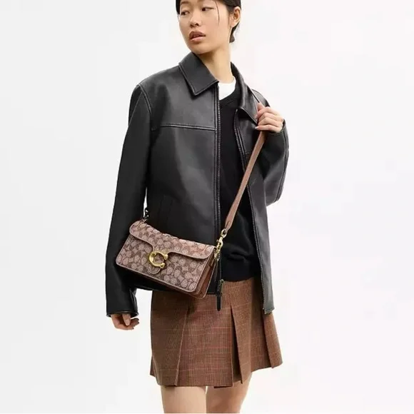 Coach Tabby 26 Medium Crystal Signature Jacquard Shoulder Bag Crossbody - Picture 4 of 16